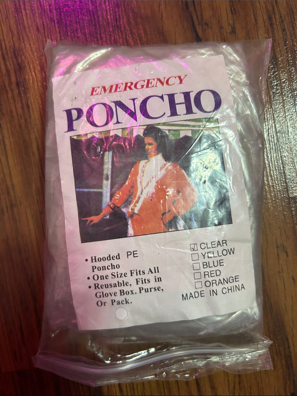 Emergency Clear Hooded Poncho - Compact Rain Protection C1.RBk.
